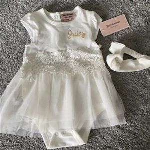 Infant Juicy Dress and Headband in White
